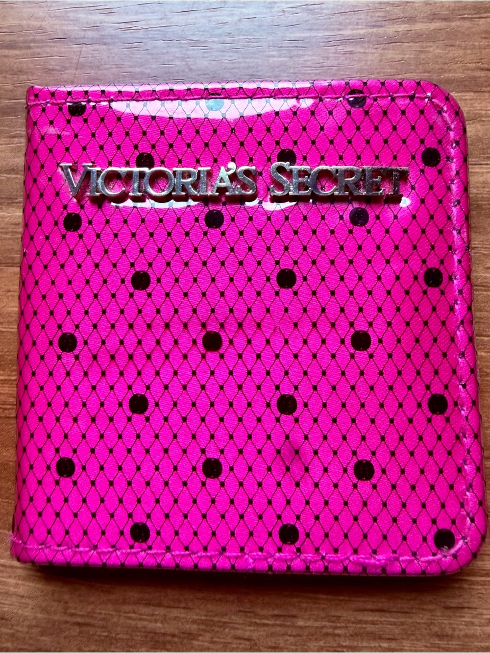 Victoria's Secret Bright Pink Polka Dot Card Wallet